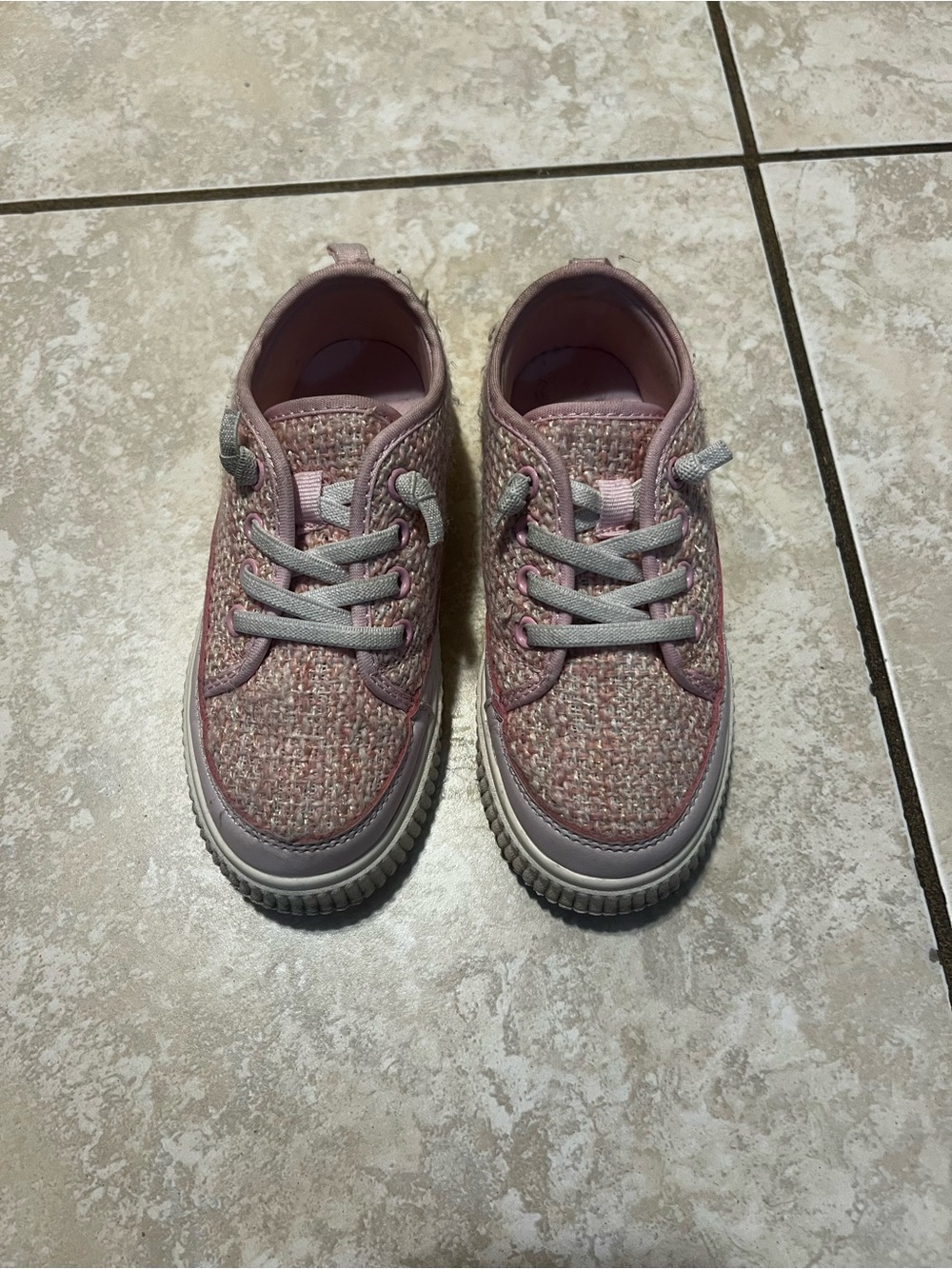 Carter's Pink Tweed Lace-Up Kids Sneakers